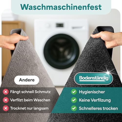 Bodenständig® Badematte rutschfest waschbar - Badvorleger Schwarz – Ansicht 7