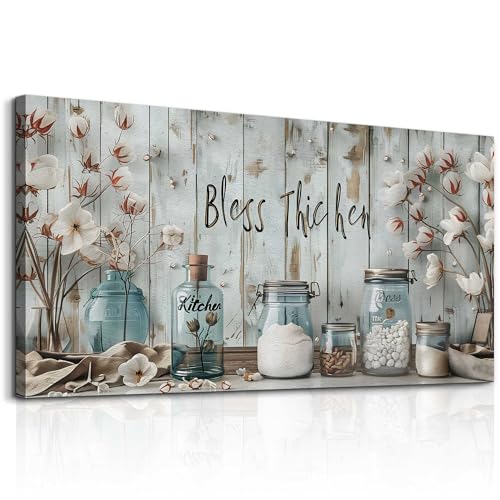 ERQINHUA Wall Art Canvas Retro Flower Picture Wall Decor For Living Room Kitchen And Dining Room Painting Grass Flower Printed picture artworks Bedroom Farmhouse Office Home Decoration 20"X40"