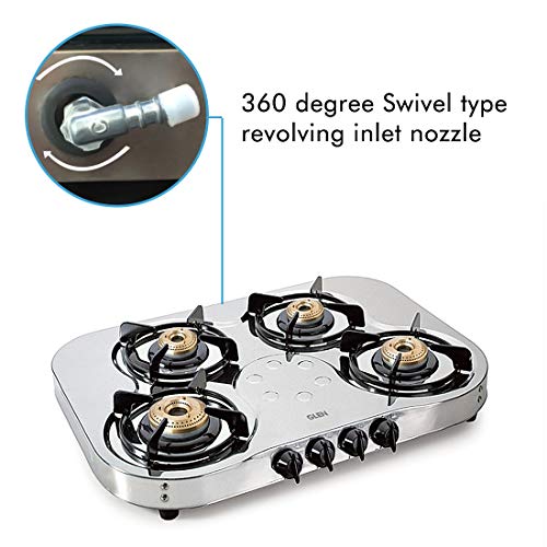 Glen 4 Burner Stainless Steel LPG Gas Stove — view 5