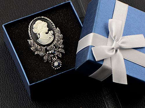 Image of Alilang Vintage Inspired Crystal Rhinestone Victorian Lady Cameo Brooch Pin Maiden Flower Pendant