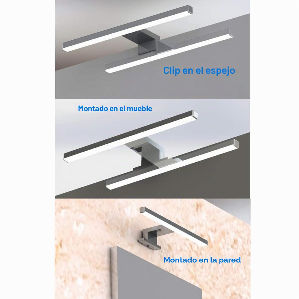 Lámpara de Espejo Baño LED 5W 30cm 400LM, Blanco Neutro 4000K LED Armario Lámpara Luz de Pared IP44 230V Aplique de Baño Espejo 300x14x14mm