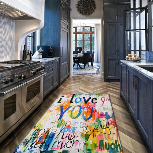 Tapis alphabet aquarelle 160x230 cm haut de gamme lavable style street art graffiti