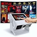 Smart Touchscreen Projector with WiFi 6 and Bluetooth Built-in Apps - 4K Support Portable Bedroom Mini Projector Native 1080P , Auto Keystone Home Theater Cinema Movie Outdoor Proyector