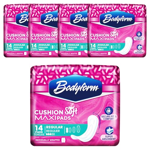 Image of Bodyform Maxi - Value Sanitary Napkins, Cushion Soft Always Comfortable and Ultra-Absorbent (Regular, 56 Count (4 Packs of 14 Counts))