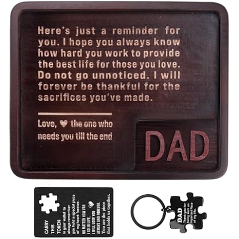 WELLBANEE Gifts for Dad from Daughter Son, Unique Gifts for Dad Christmas Birthday Fathers Day Wood Valet Tray Set, Best Dad Ever, New Step Dad Gifts for Father, Gift for Dad Who Have Everything Cover