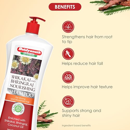 Image of Baidyanath Asli Ayurved Shikakai and Bhringraj Nourishing Shampoo - 650 ml | Hair Strong Shampoo | Coconut Oil | Sulfate & Paraben Free