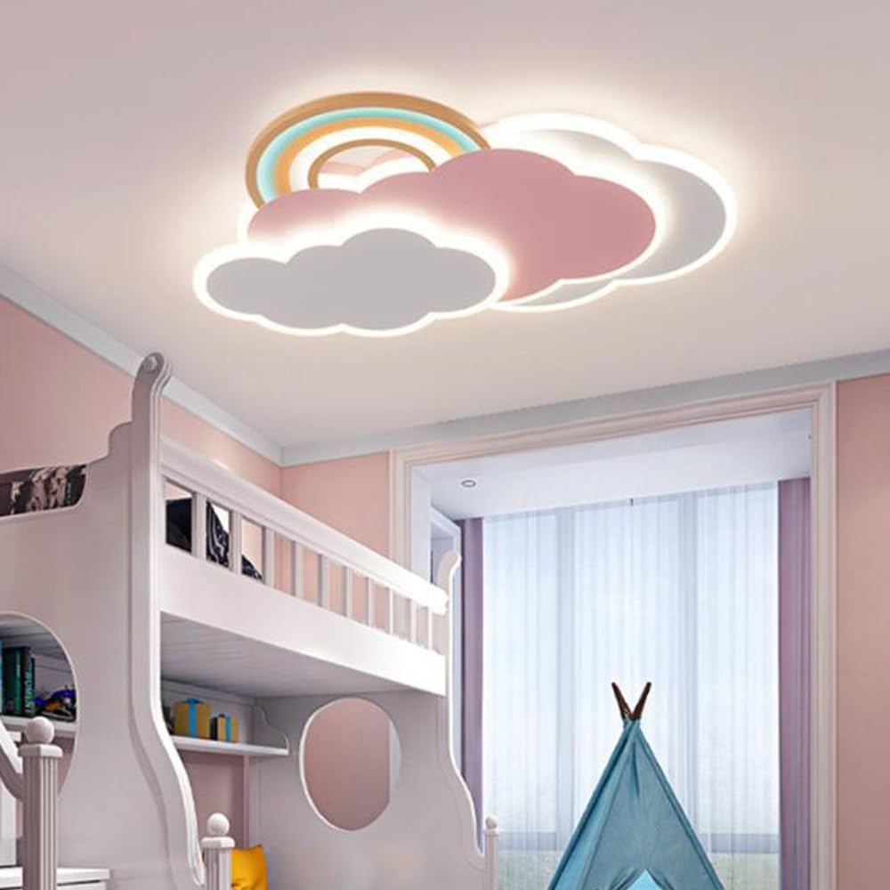 Luz De Techo LED Moderna Lámpara De Techo Nube Creativa Lámpara Infantil Regulable Con Control Remoto Araña Metal Dormitorio Para Niños Niñas Habitación Infantil Comedor Sala De Estar Luces Arcoiris