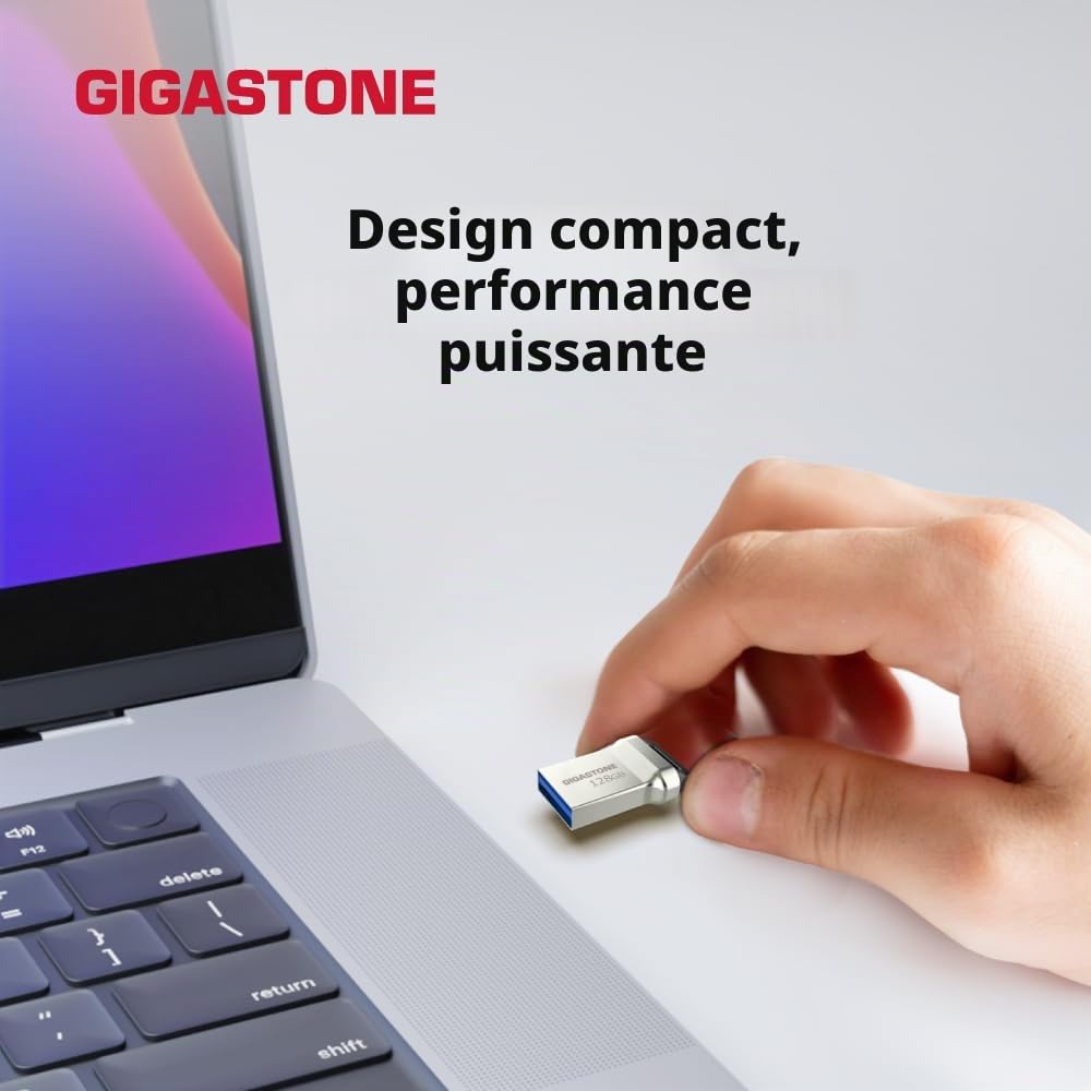 GIGASTONE 128Go Clé USB Nano Flash (Lot de 5) Z90 USB 3.2 Gen 1, 100Mo/s Ultra Rapide, Design Métallique, Mini, Stockage et Sauvegarde pour PC/Mac/TV/Voiture, USB 2.0/3.0/3.1 Compatible