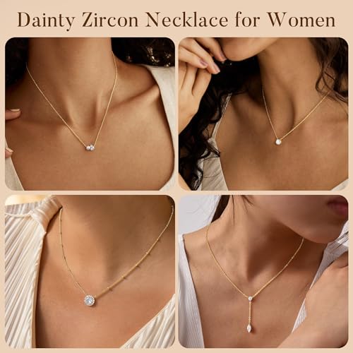 Turandoss Gold Necklace for Women, 14K Gold Plated Cubic Zirconia Necklace - image 6