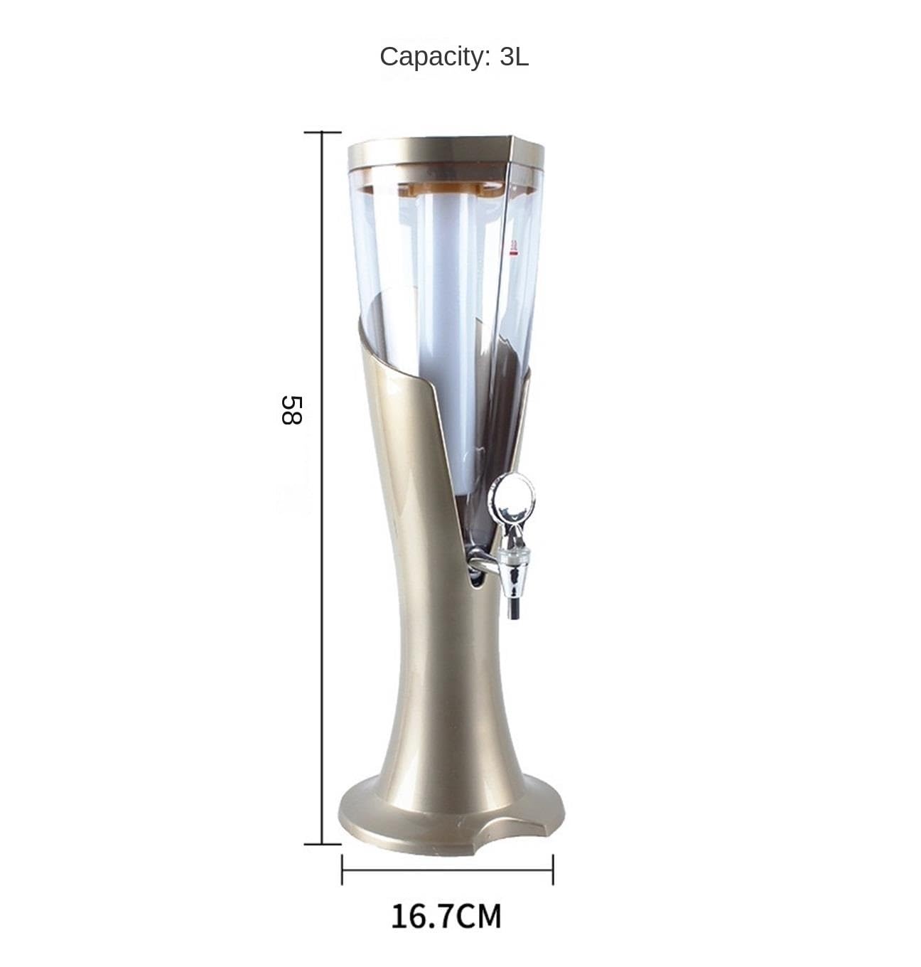 Distributeur de Boissons Beer Tower 3 L avec lumières LED colorées (Argent)