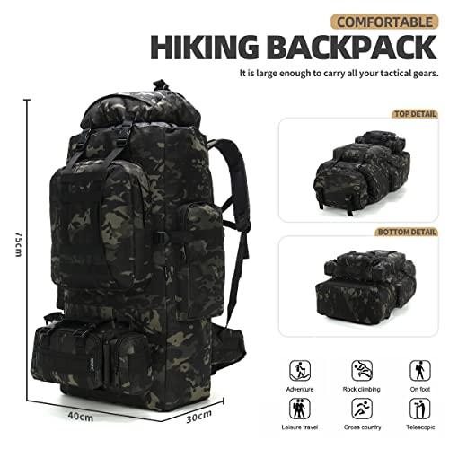 Hongxinghai 100L Camping Hiking Backpack,Molle Military Tactical Rucksack Backpack,Waterproof Lightweight Hiking Backpack #TOP5