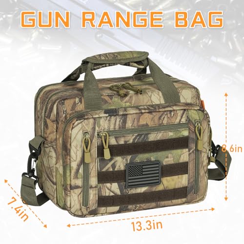 Image of Pistol Case, Gun Range Bags For 2 Pistols 6 Magazines Carrying Shooting Bag with Lockable Zipper for Shooting Range Outdoor Hunting