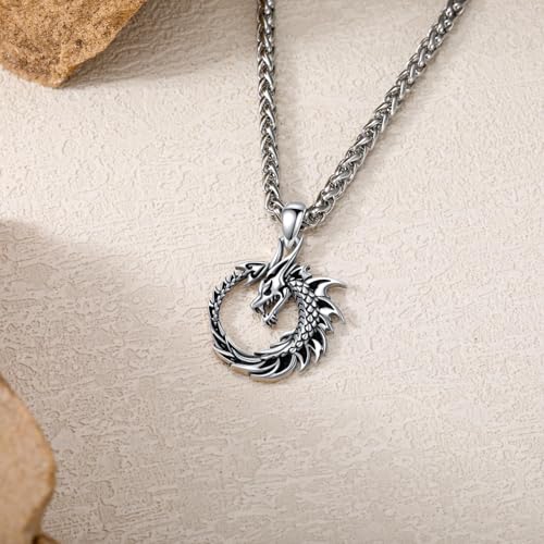 Collier dragon gothique résistant en argent sterling 925 véritable - 4