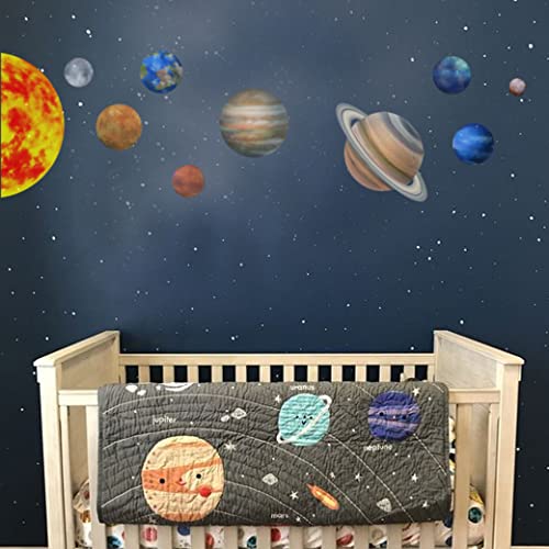 Solar System And Planets Wall Decal Set - Solar System Planets Space Wall Sticker,Sun And Planets Wall Stickers Set Kids Room Decor,Sun Wall Decal/Solar System Decal/Space Wall Decal,Space Galaxy Mural Sun Boy Bedroom Decor #TOP11
