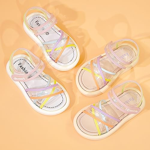 Girls Transparent Colorful Straps Straps Pvc Soft Bottom Anti Slip Sandals Beach Daily So So Shoes For Kids Size 11c2