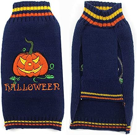 ABRRLO Halloween Dog Jumpers Pumpkin Sweater Dog Halloween Costumes Puppy Cat Turtleneck Knitwear Winter Warm Pet Clothes Funny Holiday Party Outfit Apparel for Small Midum Large Dogs(Blue,S) - Image 4