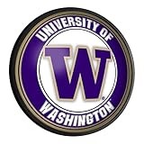 The Fan Brands NCAA Washington Huskies: Round Slimline Lighted Wall Sign - Football, Basketball & Baseball Wall Decor - College Sports Décor for Home, Office, Game Room, Fan Cave & Garage - USA Made
