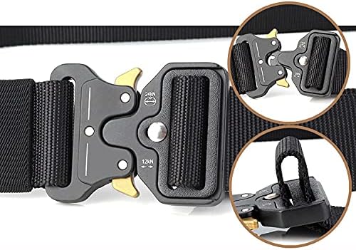RBOCOTT Black Military Tactical Belt for Men Outdoor Nylon Web Work Belt and Gear Key Hook Set with Heavy Duty Quick Release Metal BuckleBlack1+Black2 125cm