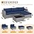 UDPATIO Modular Patio Furniture Set 5 Pieces Outdoor Sectional Couch with Glass Coffee Table, L Shaped Wicker Outdoor Sofa Patio Conversation Set for Backyard Porch Balcony Blue