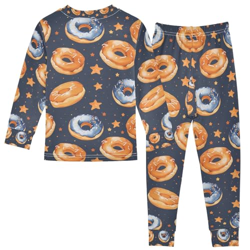 senya Donuts Floating in Space Pajamas Set Long Sleeve Soft Cotton Sleepwear 2 Piece2