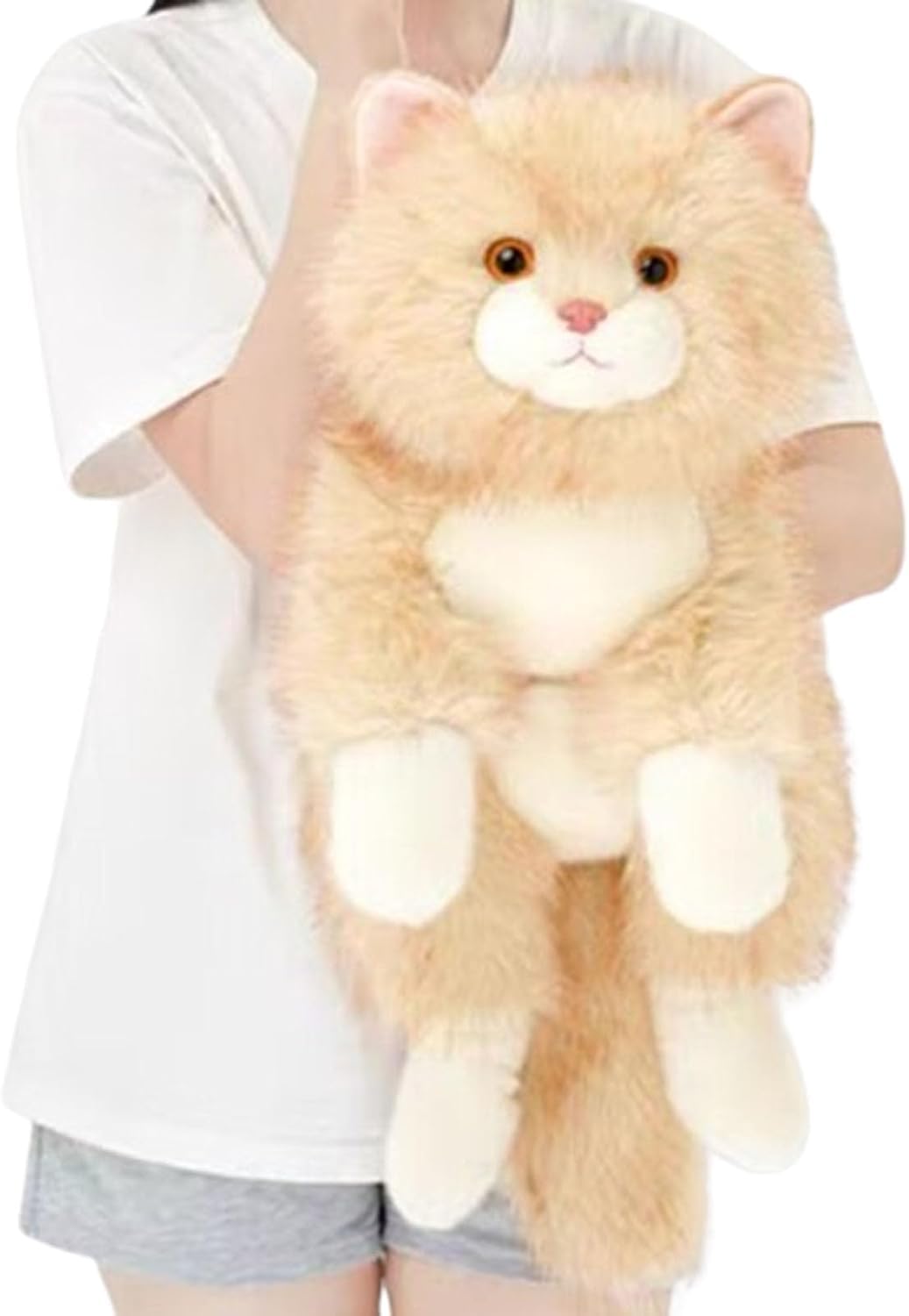 AMOSIJOY Peluche Chat Ragdoll, Réaliste Peluche Chaton Lestée, Moelleuse et Douce (B,65cm)