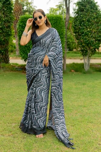 Image of MIRCHI FASHION Saree for Woman Chiffon Shibori Printed | Lightweight Regular Use and Professional Office Sari with Blouse Piece