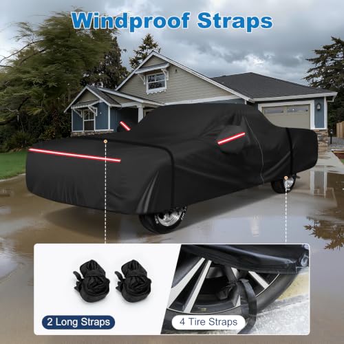 Image of QUNSUNUS Car Cover for Chevrolet El Camino 1968-1977 with Cotton Lining | Waterproof Outdoor All-Weather Heavy 420D Oxford El Camino Car Cover, with Zipper and Straps, for Dust, Sun, Wind Protection