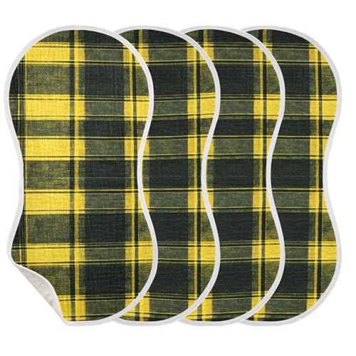 xigua Yellow Plaid Muslin Baby Burp Cloths Set of 1, Super Soft & Absorbent Burping Rags, Cotton Burp Clothes Shower Gift for Newborn, Baby Girls and Boys3