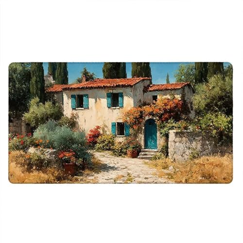 Alfombrilla Ratón XXL Alfombrilla Escritorio 500x250mm Mouse Pad Mejora la Precisión y la Velocidad con Base de Goma Antideslizante y Bordes Cosidos Duradera Cómoda, Juegos (JardíN De La Casa) xR8-161