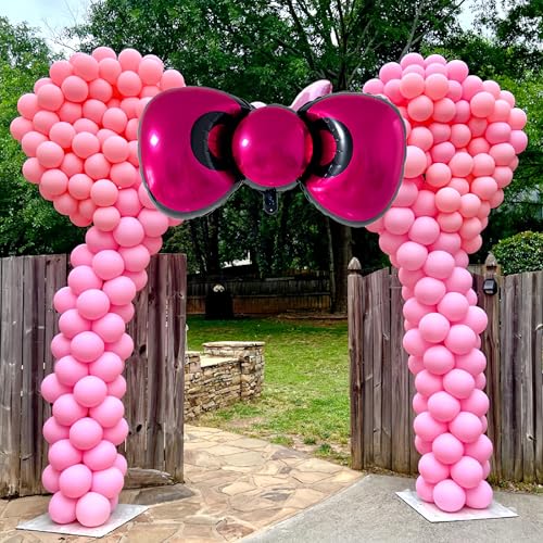 Image of 38 Inch 3 PCS Kitt.y Hello Pink Bow Balloons /Baby Shower Decorations for Girl /coquette Birthday Decorations for Girl /Bow Foil Balloons for Girls Gender Reveal /Cartoon Cat Birthday Party Supply