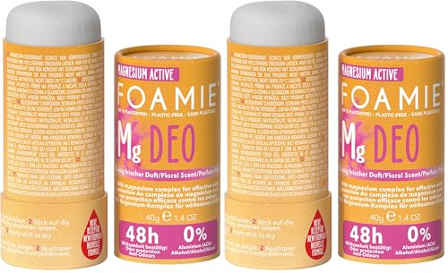 Foamie Desodorante Sólido para Mujeres 'Happy Day' - Nueva formulación - Deo Stick con fragancia floral, desodorante eficaz 48h sin aluminio - stick desodorante vegano & sin plástico, 40g