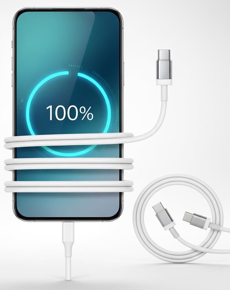 AINE 45W USB-C to C Fast Charging Cable compatible with Nothing Phone 3A 3A Pro 2A Plus 2A CMF Phone 2 Pro CMF Bud Laptops & More |White | Original Charging Speed