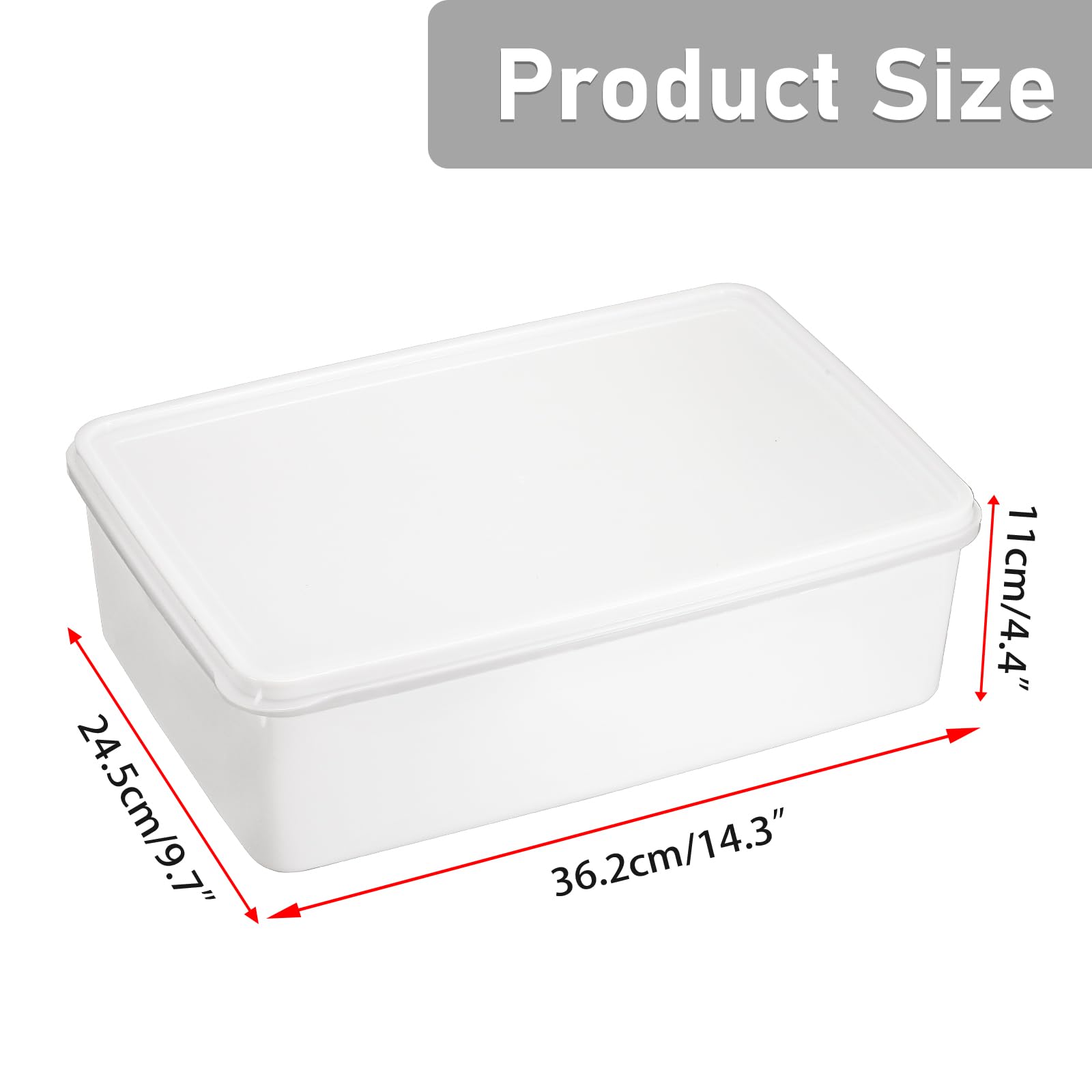 BSTKEY Paquete de 3 cajas de plástico a prueba de masa de pizza con tapa, contenedor de almacenamiento rectangular para masa de pan blanco, caja de almacenamiento de alimentos, organizador de postres