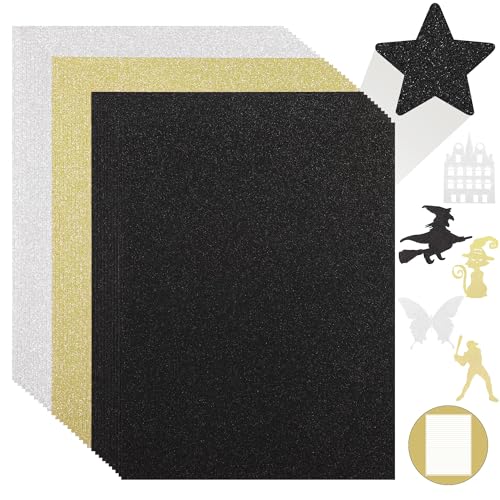30 Sheets Mixed Color Glitter Cardstock 92lb Thick Sparkle Paper 8.5" x 11"