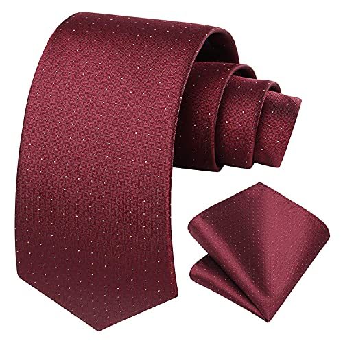 Image of HISDERN Ties for Men Solid Houndstooth Neckties Handkerchief Formal Business Tie & Pocket Square Set Wedding Party