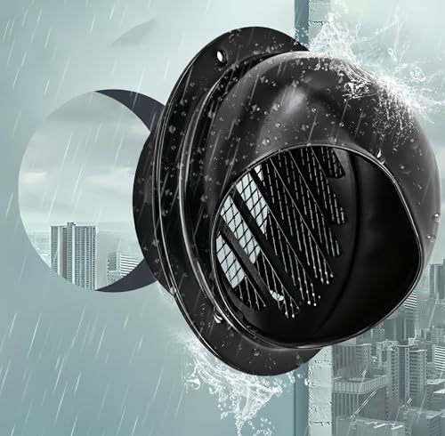 3 Vent Round Cover, Stainless Steel Wall Round Vent Hole Ventilating Cover, Air Ventilation and Exhaust Wall Vent Outlet Hood, HVAC Ducting Vent Cover (Black 1pcs 3inch)