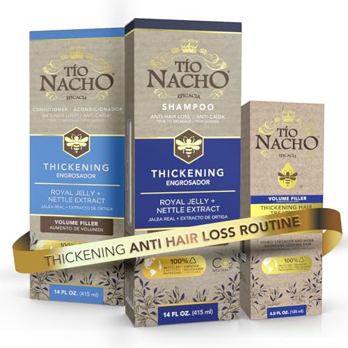 Tio Nacho Thickening Shampoo + Conditioner & Hair Treatment Set - Hair Loss Shampoo for Men & Women (14 fl oz) Volumizing Conditioner (14 fl oz) and Hair Volume Spray for Thinning Hair (4.5 fl oz)