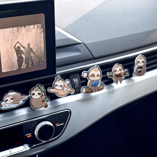 Image of 12 Pcs Cute Car Air Freshener Clips, Sloth Car Vent Clip, Funny Car Accessories for Women, Air Conditioner Vent Decorations, Cartoon Animal Interior Decor Sloth Gifts for Women Men