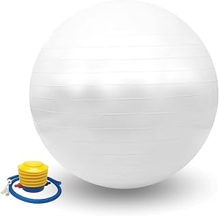 Pelota Yoga 55cm. Balón Pilates Antideslizante. Pelota de Ejercicio de Entrenamiento, Fitness, Embarazada. Fitball Resistente para Estiramientos, Equilibrio, Relajación. (Inflador Incluído)