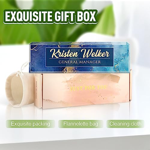 Image of Name Plate for Desk, Desk Name Plate Personalized, Blue Office Decor for Women Men, Acrylic Desktop Accessories, Office Gifts for Boss Nurse Teacher Coworker, Employee Appreciation Gift (Blue Coast)