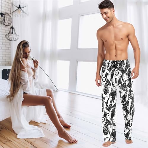 visesunny Mens Cotton Pajama Pants PJ Bottoms Grotesque Eye Black Lightweight Soft Lounge Sleepwear with Pockets3