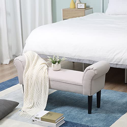HOMCOM Banco Zapatero Banqueta con Brazos Tapizada Tipo Banco de Madera para Dormitorio Salón Recibidor 102x36x51cm Carga 130kg - imagen 6