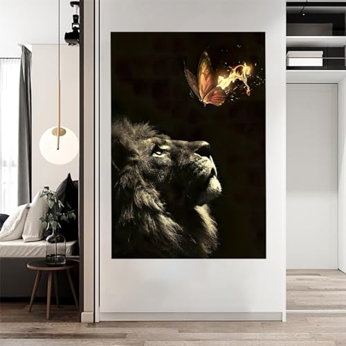 WZXGHE Löwenfamilie Bild,löwe Und Löwin Mit Krone Leinwand Bilder,...