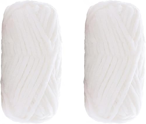 Miniatura 1 de 2 x 3.53 oz - Ovillo de felpilla de terciopelo suave para tejer y tejer a ganchillo amigurumi, súper voluminoso (blanco)