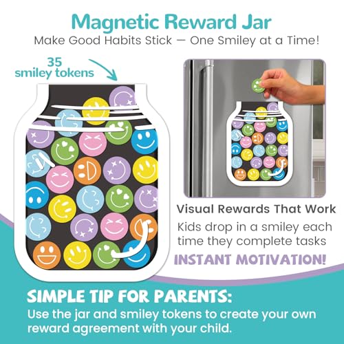 Image of Magnetic Bedtime /Morning Routine Chart &Reward Jar for Kids -Toddler Morning Checklist Board,Daily Reward Routine Chart for Kids,Dry Erase Bedtime Reward Chart,Daily Schedule Chart at Home