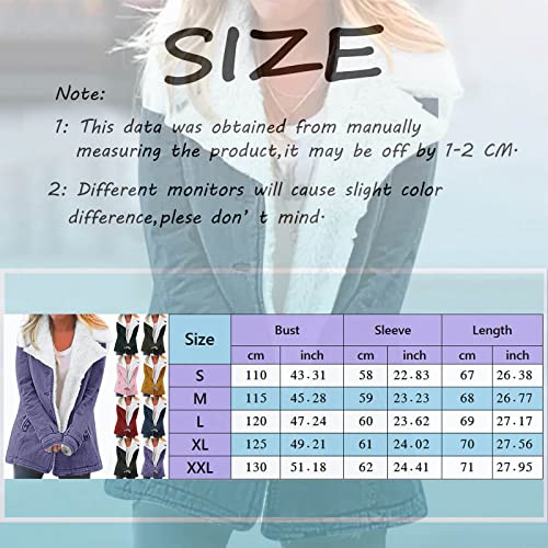 Women Overcoat Warm Winter Single Breasted Long Sleeve Plus Size Outwear Coat With Pocket Womens Fleece Jackets (Purple, Xxl) #TOP5