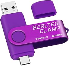 Type C USB Stick 64GB, BorlterClamp 2 in 1 OTG Speicherstick USB 3.0 Doppelanschluss USB C Flash-Laufwerk für Android Smartphone Samsung S10/S9/S8, Huawei, Tablets und Computer (Lila)
