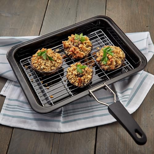 Judge Ovenware Enamel Grill Tray with Rack & Handle, Nonstick Coating 35cm x25cm x5cm, Black - Image 4