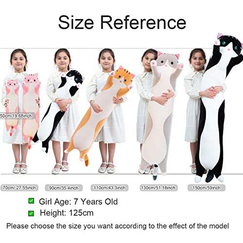 Image of Giant Cat Pillow Plush Cartoon Kitty Sleeping Hugging Pillow, Cuddly Soft Long Kitten Body Pillow Doll Cat Cushion Toy for Kids Girlfriend (Pink, 70cm /27.55inch)