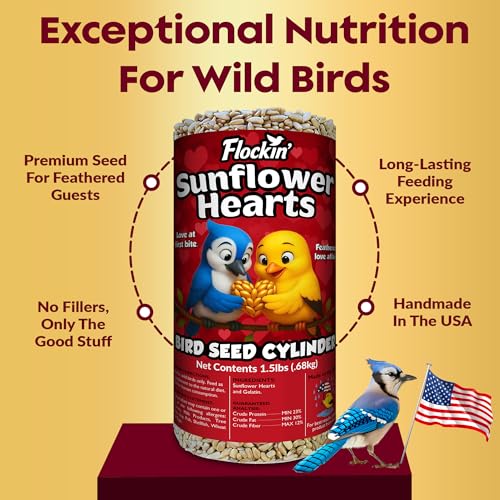 100% Sunflower Hearts for Birds β Premium Bird Seed Cylinders with Hole β Hulled Sunflowers Bird Seed β Sunflower Chips for Birds - Attracts Various Songbirds β No Mess Birdseed, USA Made (4" x 7.75") - Image 5